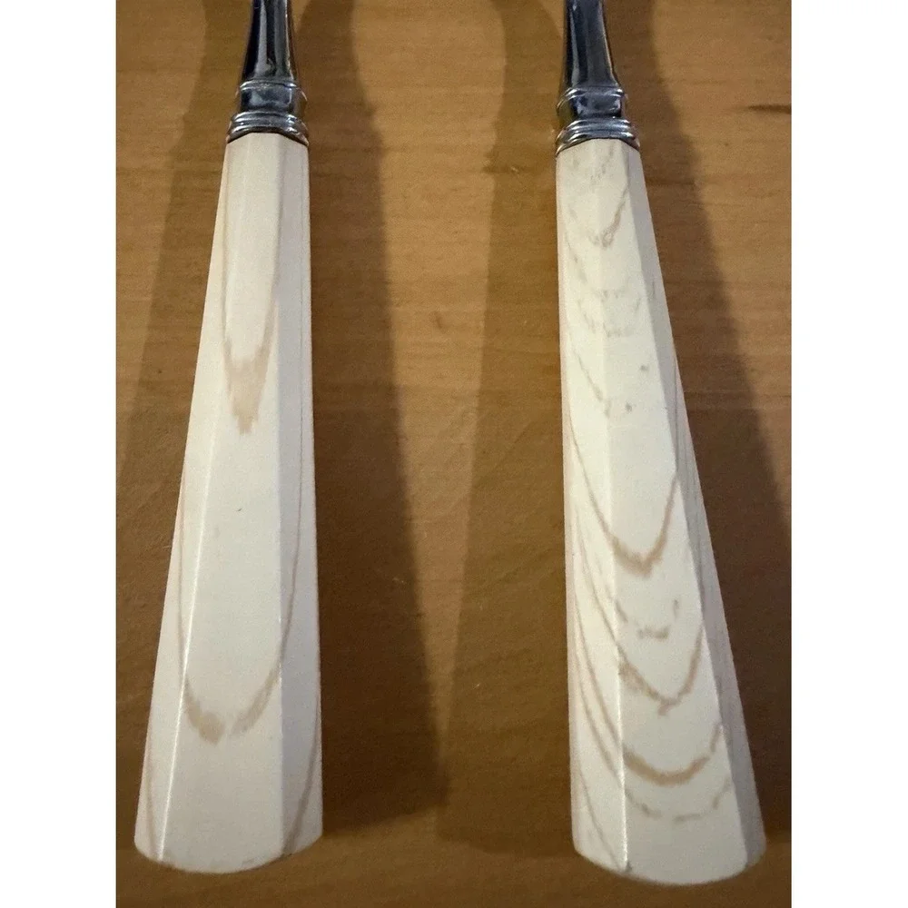 Set 4 Williams Sonoma Stainless Steel Teaspoons Faux Wood Grain Resin Handles